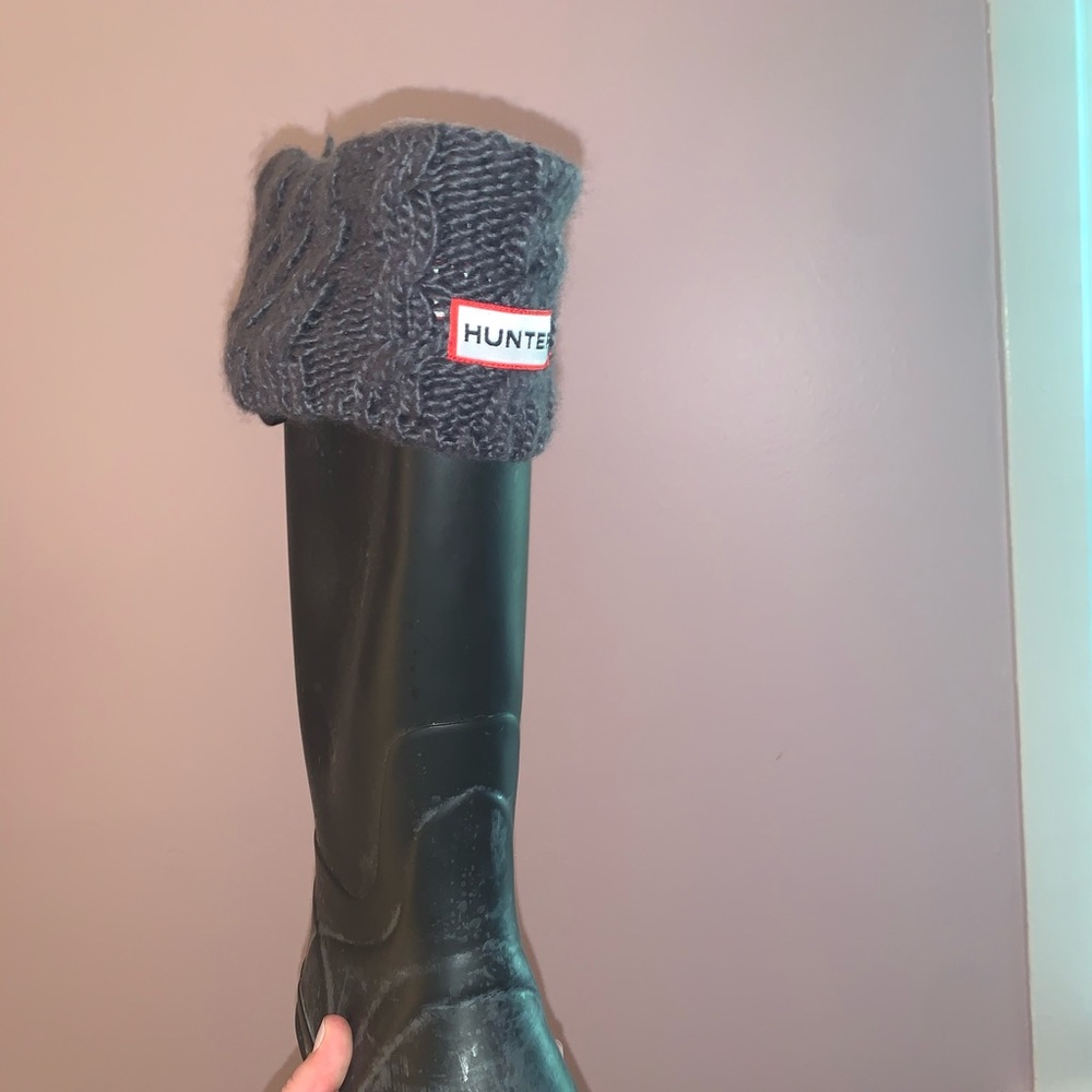 Hunter original 6 stitch boot charcoal socks M/L